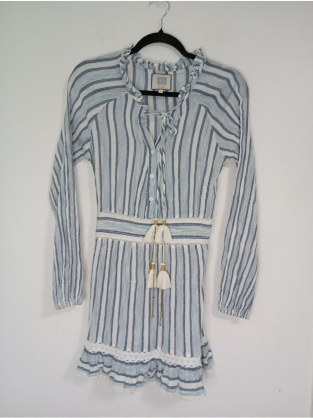 Bell By Alicia Bell Boho Blue & White Striped Midi Dress Size XS Womens
